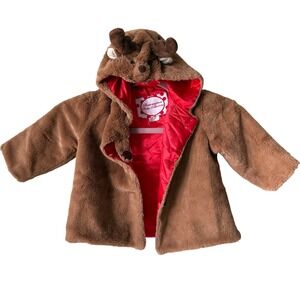 Bearington Baby Collections Reindeer Fur Hooded Jacket Red Lined 12-24‎ Months